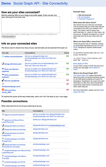Social Graph API Site Connectivity