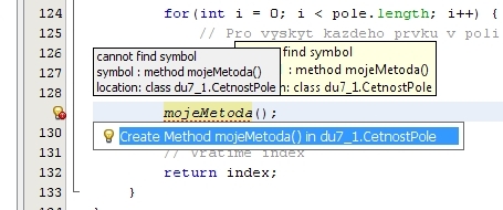NetBeans radí jak opravit problém kódu