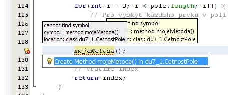 NetBeans radí jak opravit problém  kódu