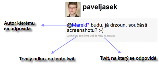 Ukázka tweetnutí podrobně